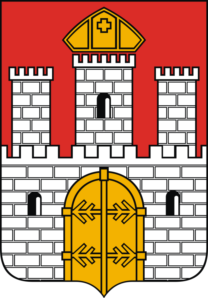 Herb miasta Włocławka przedstawia srebrny mur blankowany na czerwonym tle, ze złotą, zamkniętą bramą i trzema basztami, z których środkowa przykryta jest złotą infułą biskupią.